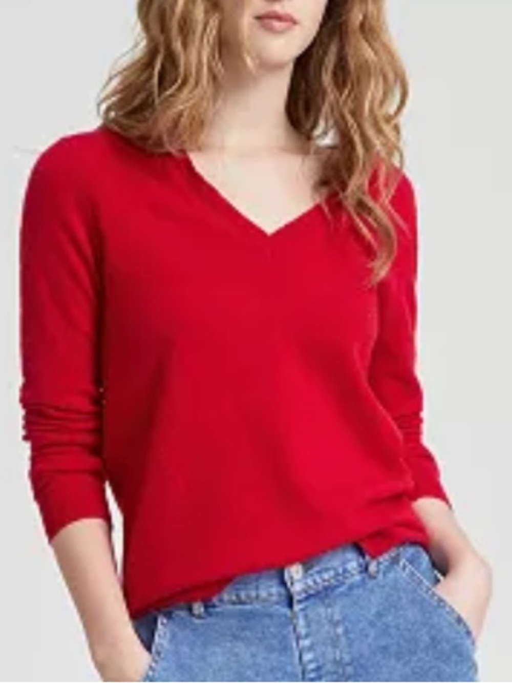 Charter Club Cashmere Luxury Red V-Neck Women's Sweater